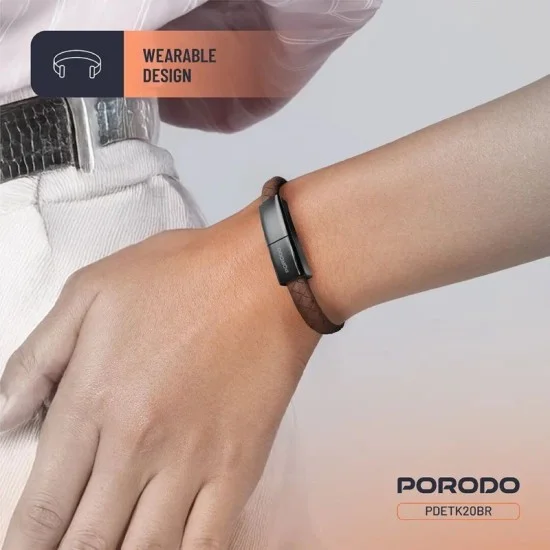 Porodo Usb-C To Usb-C Wristband Cable Magnetic Steel Clasp - Brown